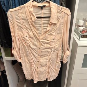 Express Button Up Blouse- Ballet Pink